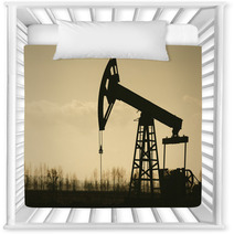 Oil Pump Silhouette in Sunset Nursery Decor 61900076