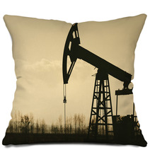 Oil Pump Silhouette in Sunset Pillows 61900076