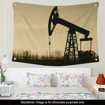 Oil Pump Silhouette in Sunset Wall Art 61900076