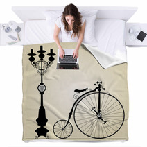 Old Bicycle Template With Space For Your Text Blankets 42232490