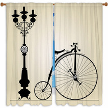 Old Bicycle Template With Space For Your Text Window Curtains 42232490