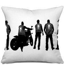 Old Big Bike On White Background Pillows 179437604