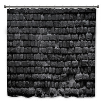 Old Black Brick Wall Background Bath Decor 178257959