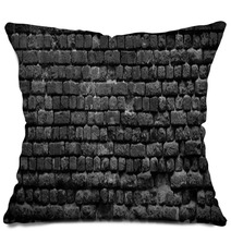 Old Black Brick Wall Background Pillows 178257959