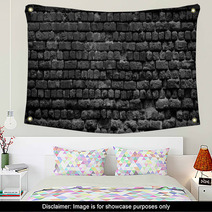 Old Black Brick Wall Background Wall Art 178257959