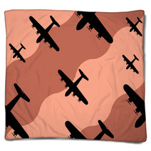 Old Bomber Background Seamless Pattern Blankets 55781457