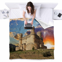 Old Castle In Span - Manzanares Blankets 63741987