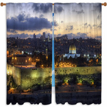 Old City Of Jerusalem At Sunset Window Curtains 8714642