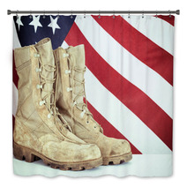Old Combat Boots With American Flag Bath Decor 82252718