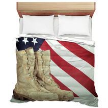 Old Combat Boots With American Flag Bedding 82252718