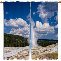 Old Faithful Geyser At Yellowstone National Park Window Curtains 64356716