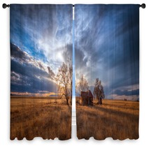 Old Farmhouse At Sunset In The Countryside Window Curtains 205705001