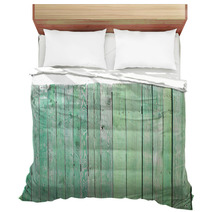 Old Green Wooden Wall Bedding 64512307