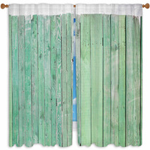 Old Green Wooden Wall Window Curtains 64512307