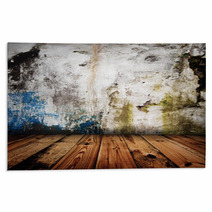 Old Grunge Wall And Wooden Floor In A Room Rugs 31512619