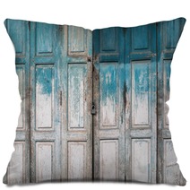 Old Grunge Wood Door Background Pillows 135021825