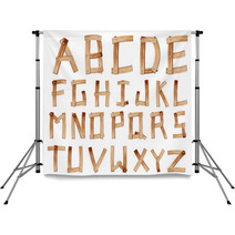 Old Grunge Wooden Alphabet, Vector Set Backdrops 41088604
