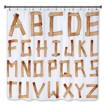 Old Grunge Wooden Alphabet, Vector Set Bath Decor 41088604