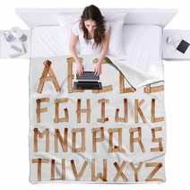 Old Grunge Wooden Alphabet, Vector Set Blankets 41088604