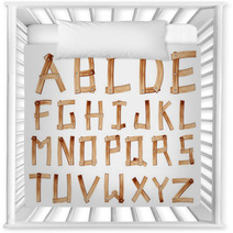 Old Grunge Wooden Alphabet, Vector Set Nursery Decor 41088604
