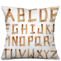 Old Grunge Wooden Alphabet, Vector Set Pillows 41088604