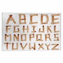 Old Grunge Wooden Alphabet, Vector Set Rugs 41088604