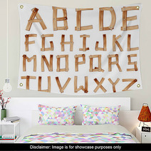 Old Grunge Wooden Alphabet, Vector Set Wall Art 41088604