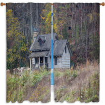 Old Log Cabin In The Woods Window Curtains 51193790