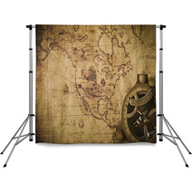Old Map With Compass Backdrops 74814079
