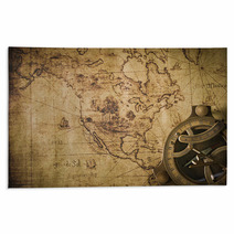 Old Map With Compass Rugs 74814079