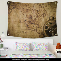 Old Map With Compass Wall Art 74814079
