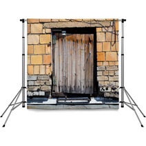 Old Metal Door. Log Off The Roof Into The Attic. Backdrops 58573688