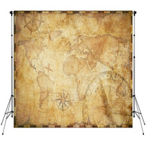 Old Nautical Treasure Map Background Backdrops 91501890