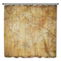 Old Nautical Treasure Map Background Bath Decor 91501890