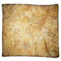 Old Nautical Treasure Map Background Blankets 91501890