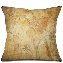 Old Nautical Treasure Map Background Pillows 91501890