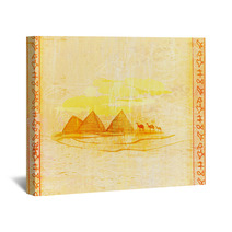 Old Paper With Pyramids Giza Wall Art 42567583