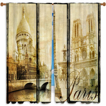 Old Paris - Vintage Collage Window Curtains 8410465