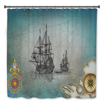 Old Pirate Map Bath Decor 91229237