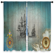 Old Pirate Map Window Curtains 91229237