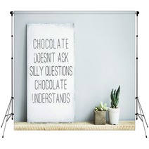 Old  Rustic Poster With Quote About Chocolate And Succulents Backdrops 68692047