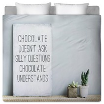 Old  Rustic Poster With Quote About Chocolate And Succulents Bedding 68692047