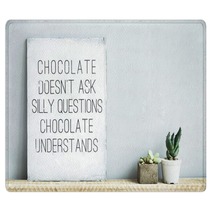 Old  Rustic Poster With Quote About Chocolate And Succulents Rugs 68692047