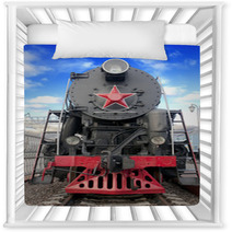 Old Steam Locomotive Against Blue Sky Nursery Decor 49912411