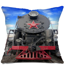 Old Steam Locomotive Against Blue Sky Pillows 49912411