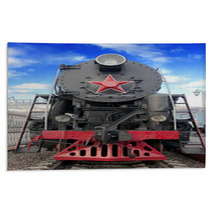 Old Steam Locomotive Against Blue Sky Rugs 49912411
