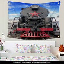 Old Steam Locomotive Against Blue Sky Wall Art 49912411