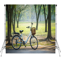 Old Vintage Bicycle In Public Park With Green Nature Concept Backdrops 64445801