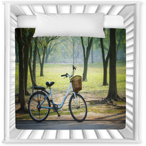 Old Vintage Bicycle In Public Park With Green Nature Concept Nursery Decor 64445801