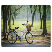 Old Vintage Bicycle In Public Park With Green Nature Concept Rugs 64445801